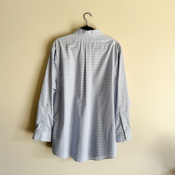 Brooks Brothers White + Blue Windowpane Plaid Regent Button Down Dress Shirt - Picture 5 of 6